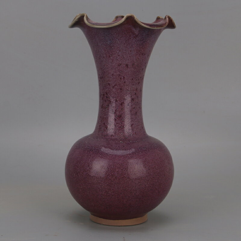 宋 鈞窯紫釉大肚花口瓶 仿 宋代出土舊貨瓷器古典家居裝飾收藏