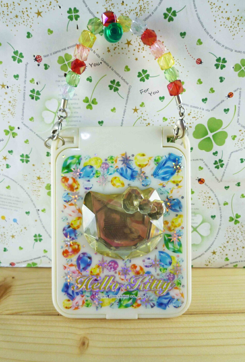 【震撼精品百貨】Hello Kitty 凱蒂貓-摺疊鏡-彩色寶石 震撼日式精品百貨