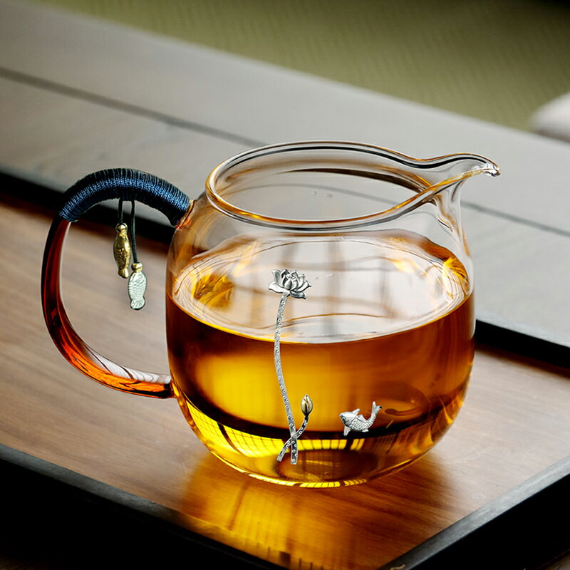 玻璃鑲銀公道杯茶漏一體家用茶水分離泡茶高端加厚茶海單功夫茶具