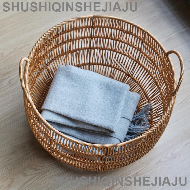 居家收納 仿藤編收納 可開發票 北歐防水臟衣簍輕奢酒店民宿洗衣籃臥室衣物臟衣服收納筐仿藤編織