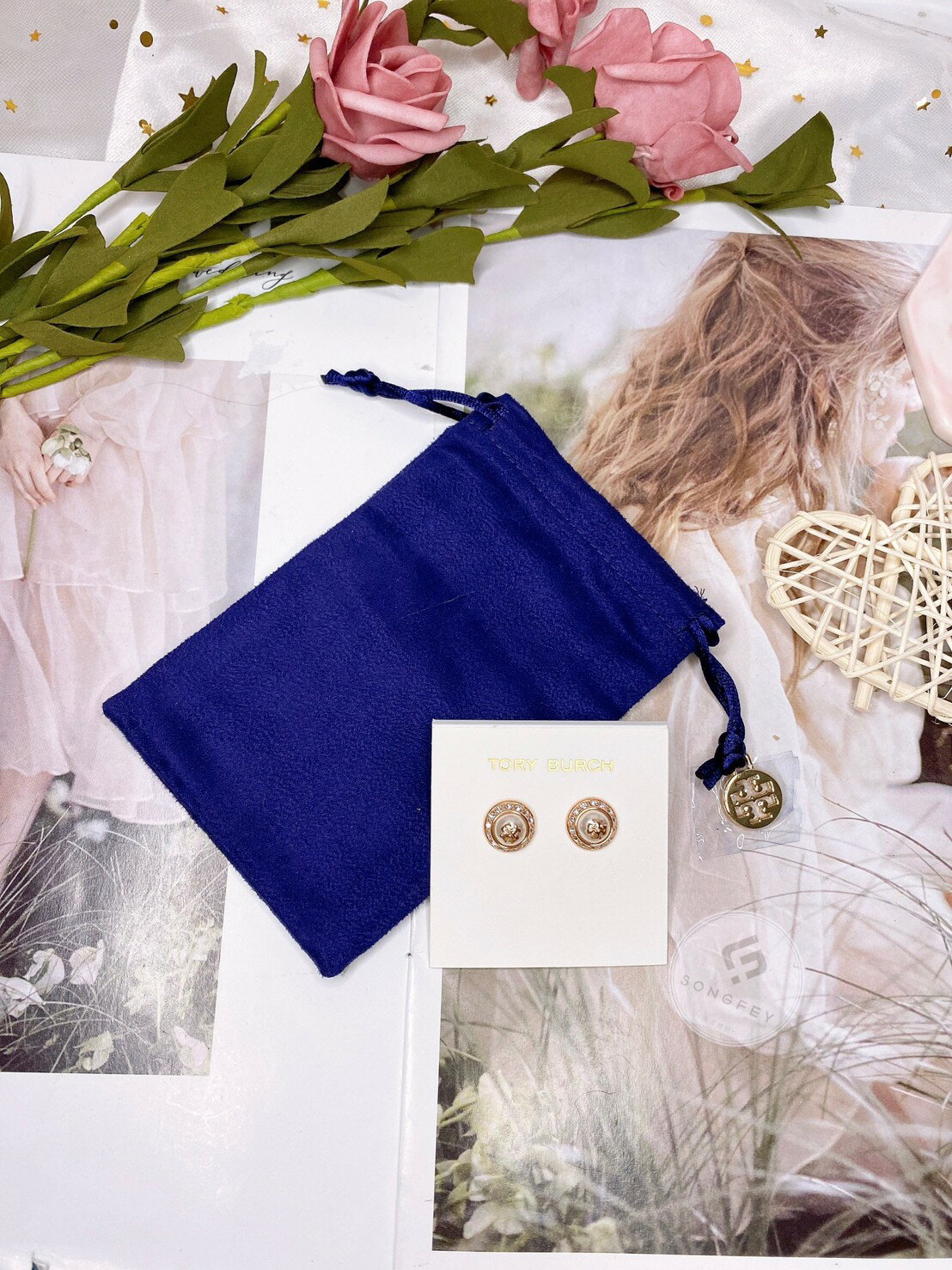 美國代購 臺灣現貨 Tory Burch 玫瑰金耳環【送禮精選★APP下單點數4倍送】
