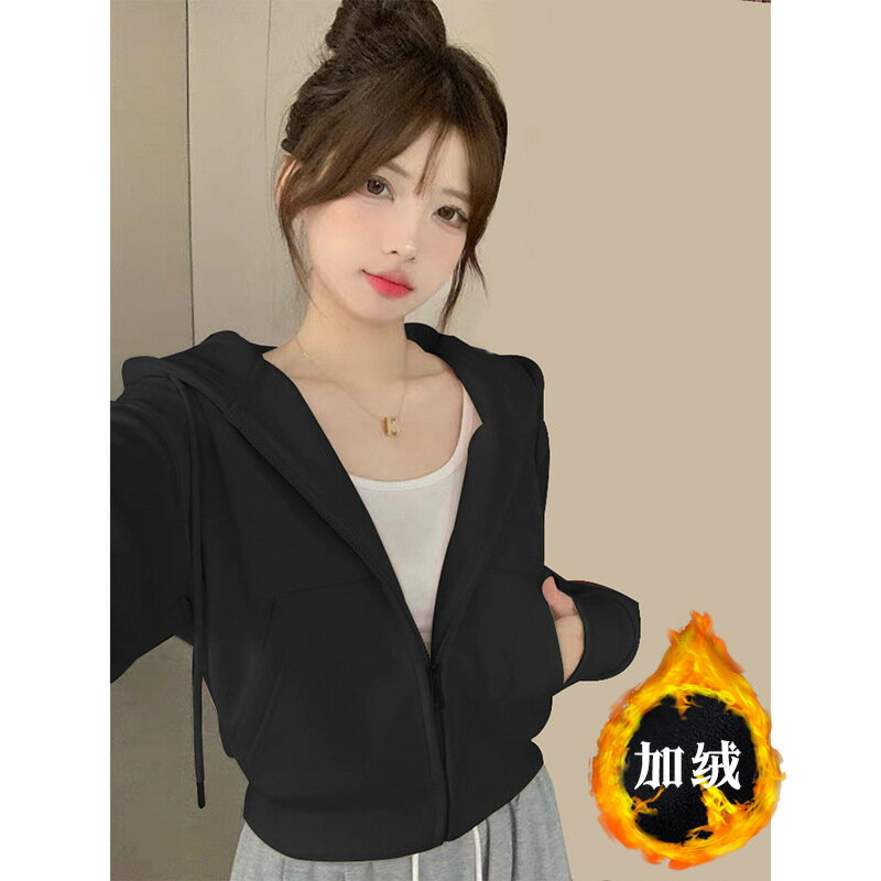 外套 女裝 休閒外套 時尚外套 小個子短款衛衣春季外套女2025年新款春秋即墨連帽拉鍊開衫上衣 3