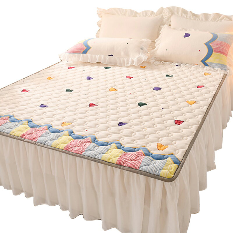 牛奶絨床裙單件加厚公主床罩裙式床笠罩裙床圍裙罩床單2021年新款 1