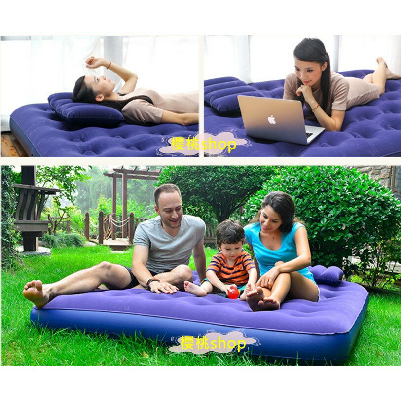 充氣床 ㊣品 蜂窩充氣床加厚雙人加大氣墊床 單人充氣床墊 戶外充氣床~登山露營車用床墊 5