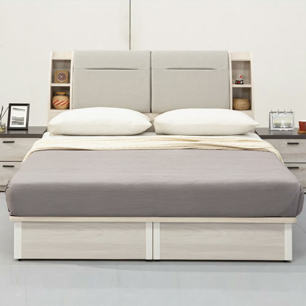 【直人木業】COCO左右置物 6尺雙人加大收納無框掀床組｜舒心寢間｜APP結帳再賺4%點數#雙11狂購節 1