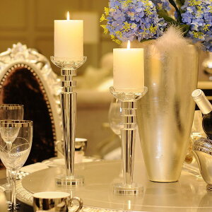 歐式水晶玻璃蠟燭臺浪漫婚慶婚禮餐桌燭臺裝飾擺件樣板房燭臺擺件