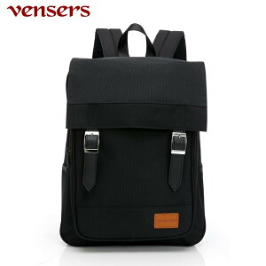 【vensers】都會風後背包 多外袋 雙肩背包 大學包 純色 休閒 通勤包(RC800901黑色)