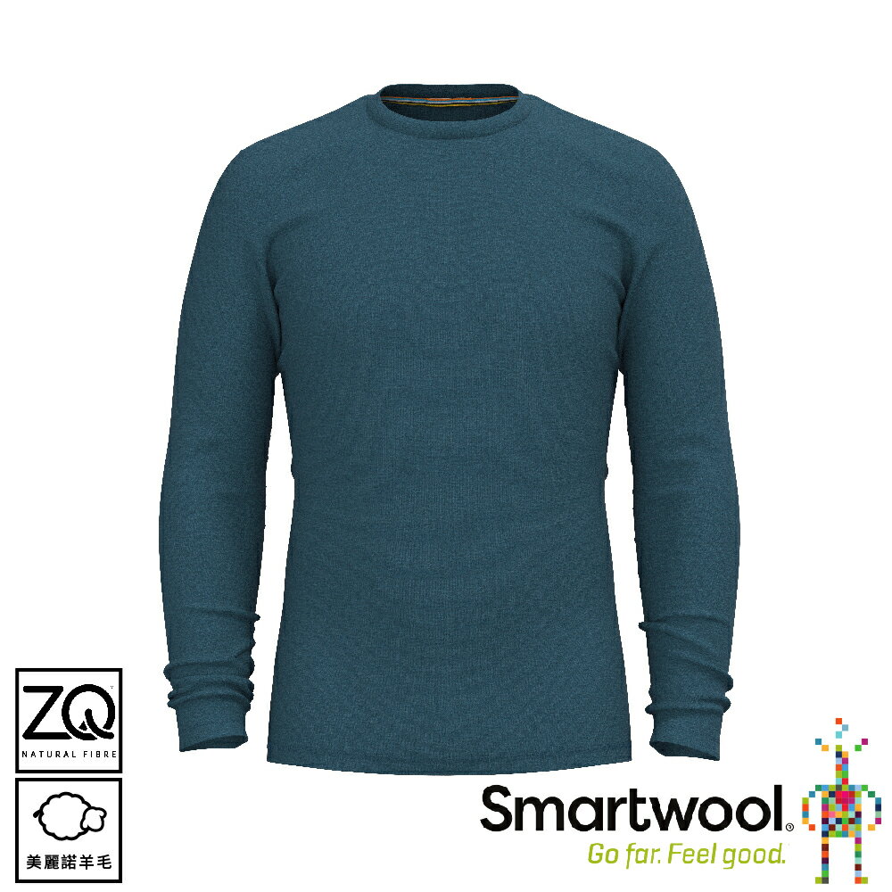 【SmartWool 美國 男 Thermal 美麗諾羊毛圓領長袖《霧幕光藍》】SW016350/排汗衣/機能衣/長T
