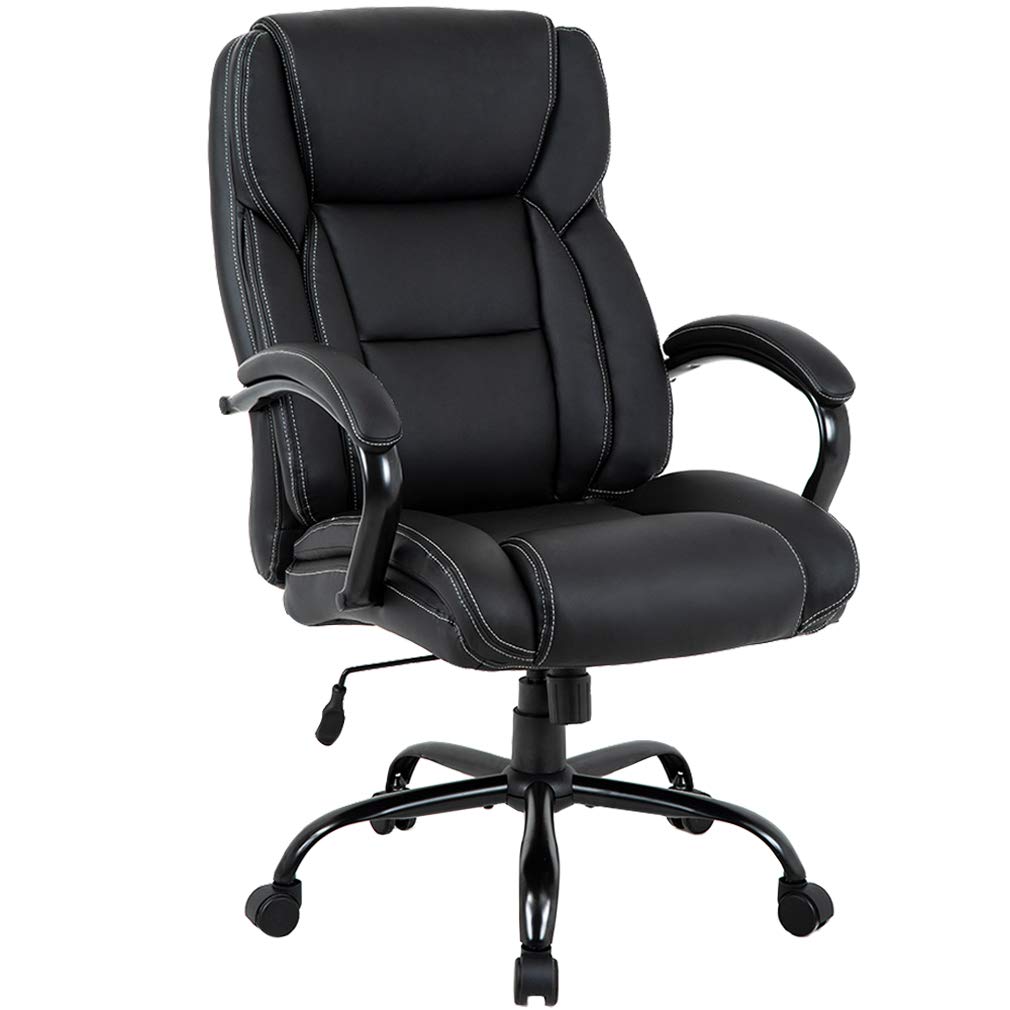 High-Back Big and Tall Office Chair 500lb Executive Chair Ergonomic PU Desk Task Chair Rolling Swivel Chair Adjustable Computer Chair with Lumbar.
