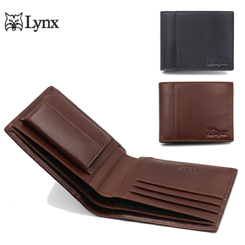 【Lynx】極簡風兩折零錢袋牛皮短夾/錢包 LY16-2093