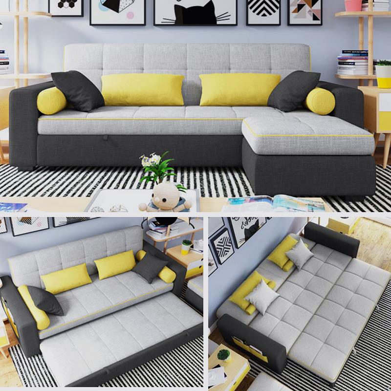 簡約小戶型沙發床雙人布藝組合多功能兩用1米8三人儲物乳膠可折疊