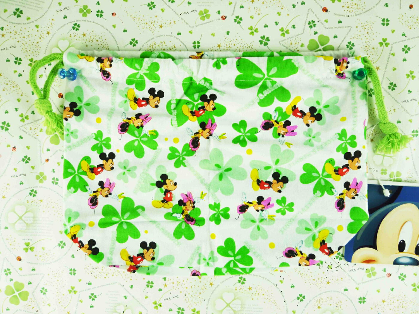 【震撼精品百貨】Micky Mouse 米奇/米妮 便當袋-綠 震撼日式精品百貨