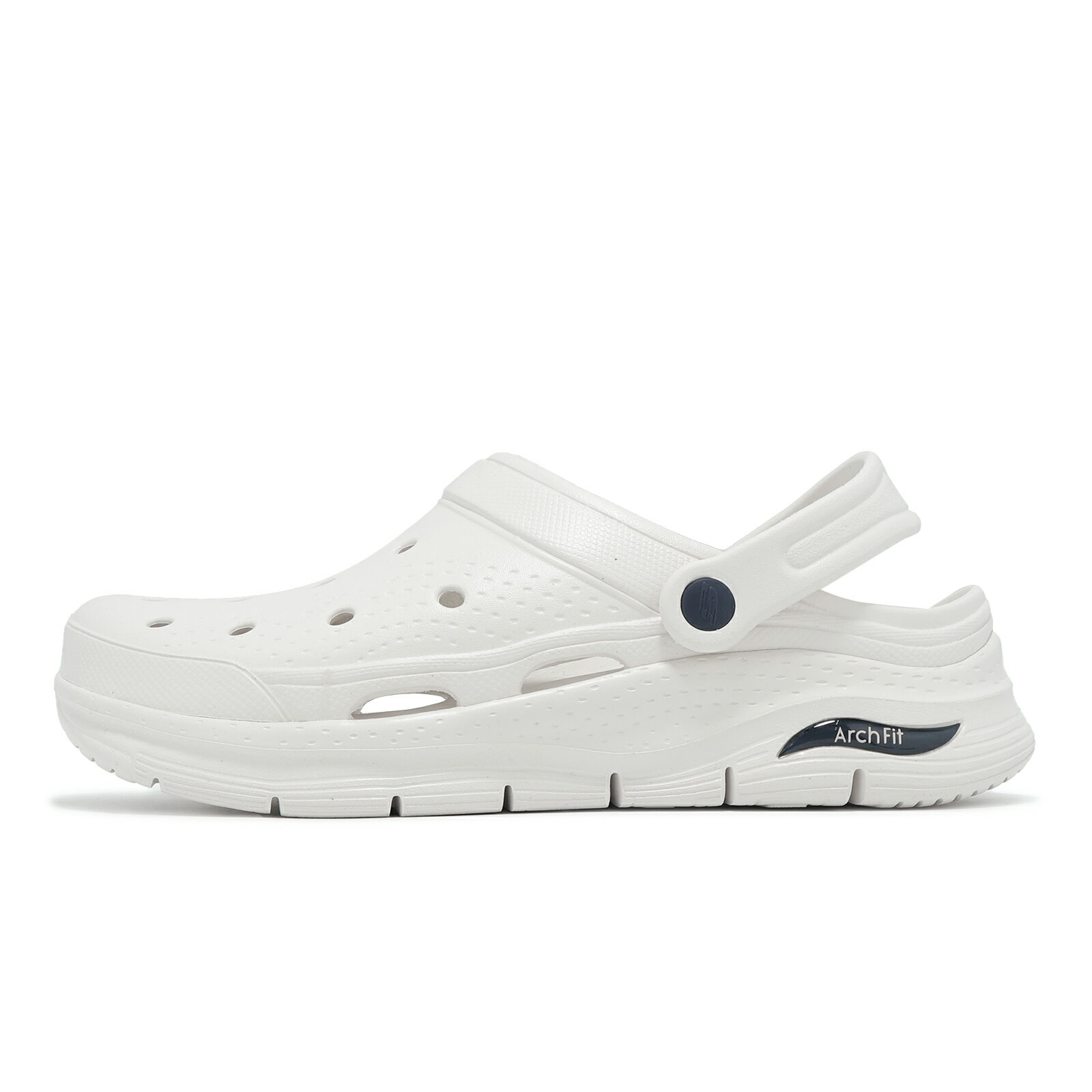 Skechers 洞洞鞋 Arch Fit-Valiant 男鞋 白 雙密度 支撐 親水 園丁鞋 涼拖鞋 243160WNV