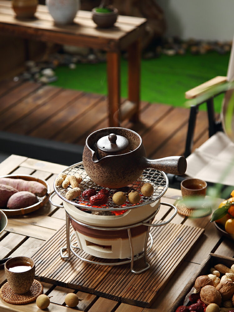 圍爐罐罐煮茶器側把茶壺粗陶瓷戶外小茶爐子燒家用炭火室內電陶爐