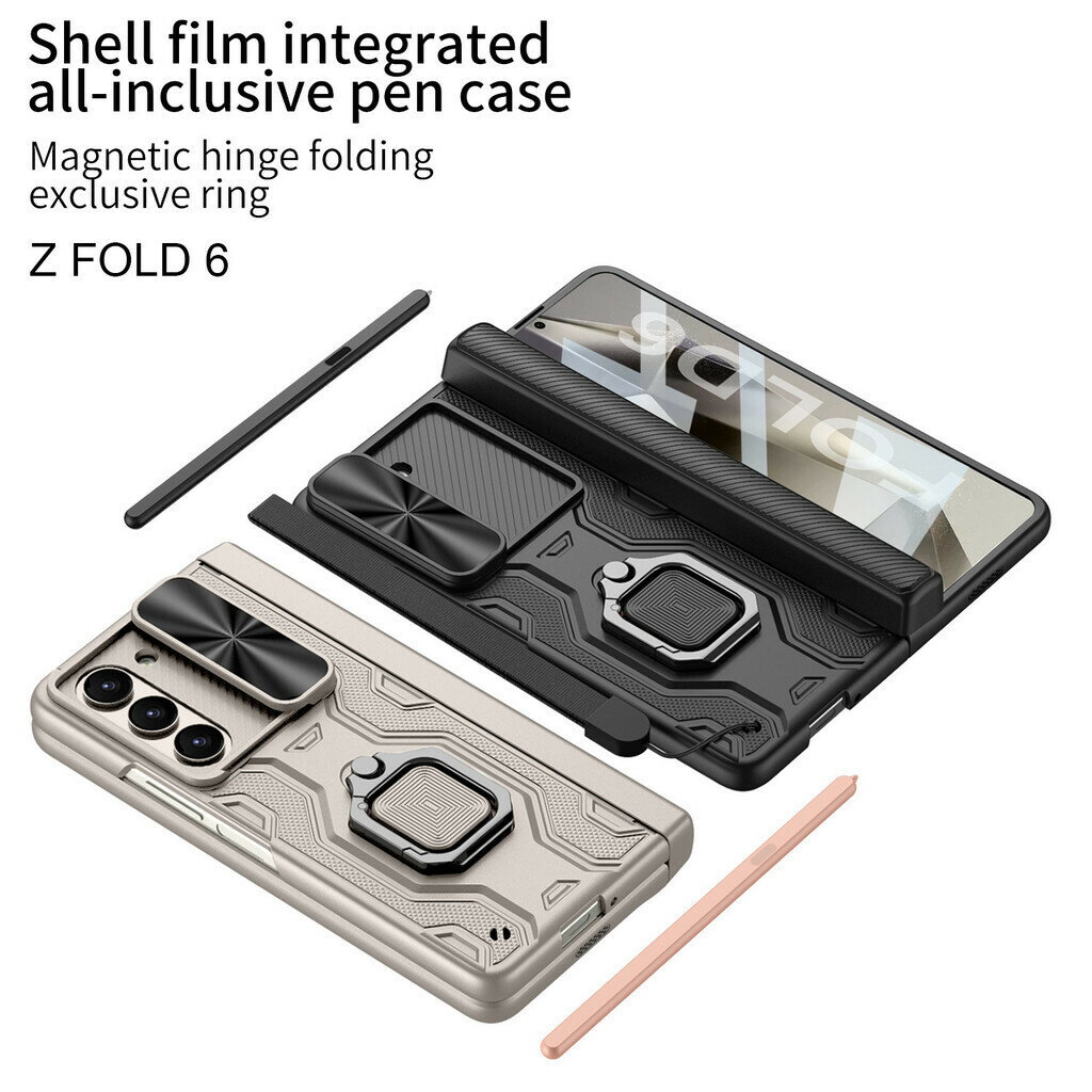 金剛磁吸推窗鏡頭 適用Galaxy Z Fold 6 手機殼 Samsung FOLD6 指環支架帶筆盒防摔保護殼