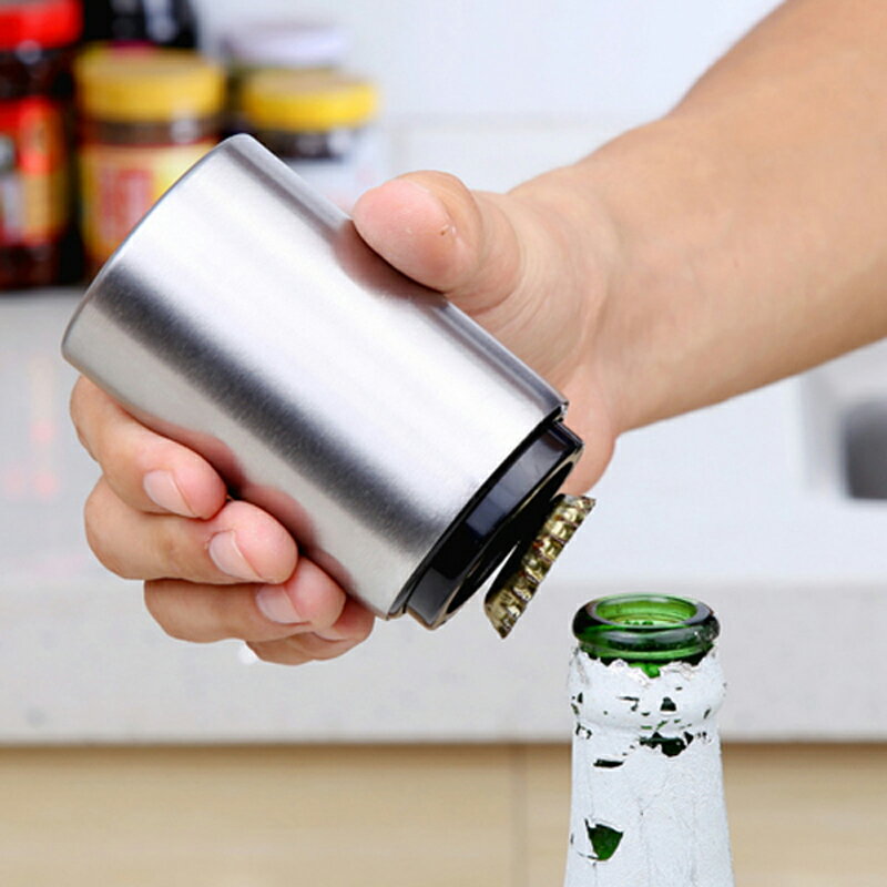 神奇不銹鋼啤酒開瓶器 創意酒具自動啟瓶器開酒器按壓式啤酒起子1入