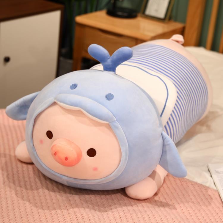 可愛豬豬抱枕長條枕床上睡覺超大布娃娃小豬公仔毛絨玩具女生禮物