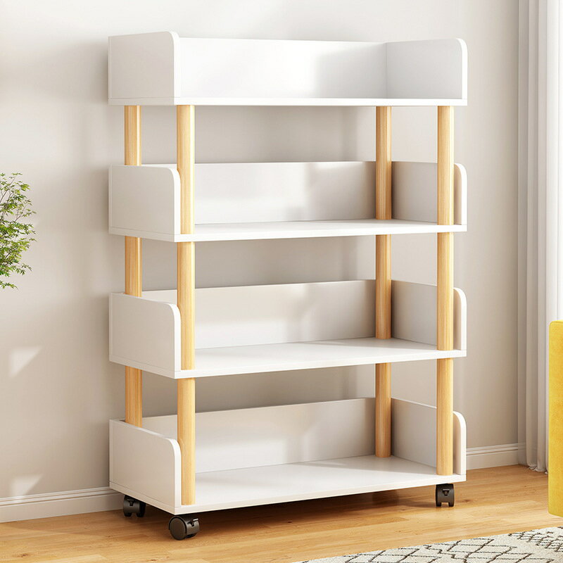 書架可移動簡易落地置物架帶輪桌下收納架家用多層儲物整理小架子