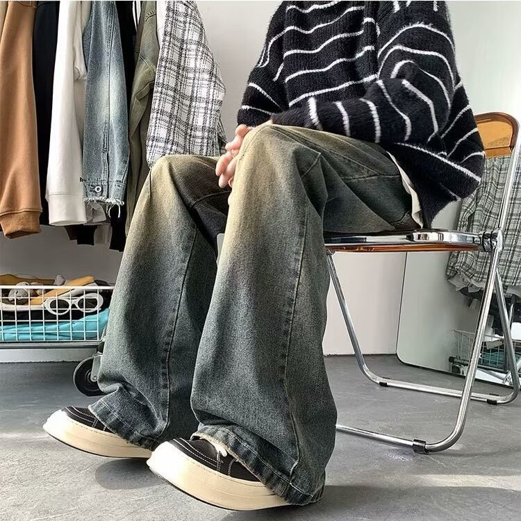 大碼新款300斤可穿休閑牛仔褲男裝簡約復古水洗直筒韓版高街褲子-貼心家居