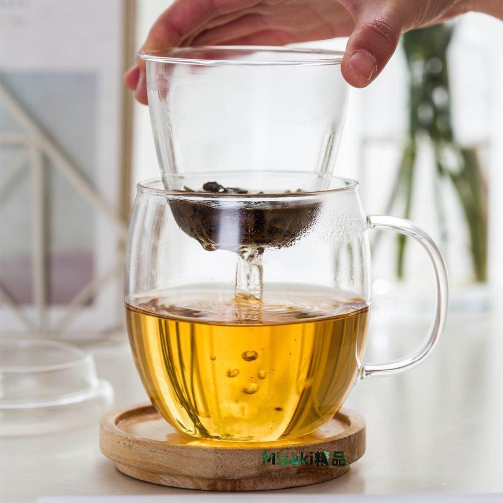 現貨熱銷-茶杯玻璃茶水分離泡茶杯子帶蓋過濾辦公室水杯飲料茶水杯#歐式 #簡約 #便捷生活-Misaki精品
