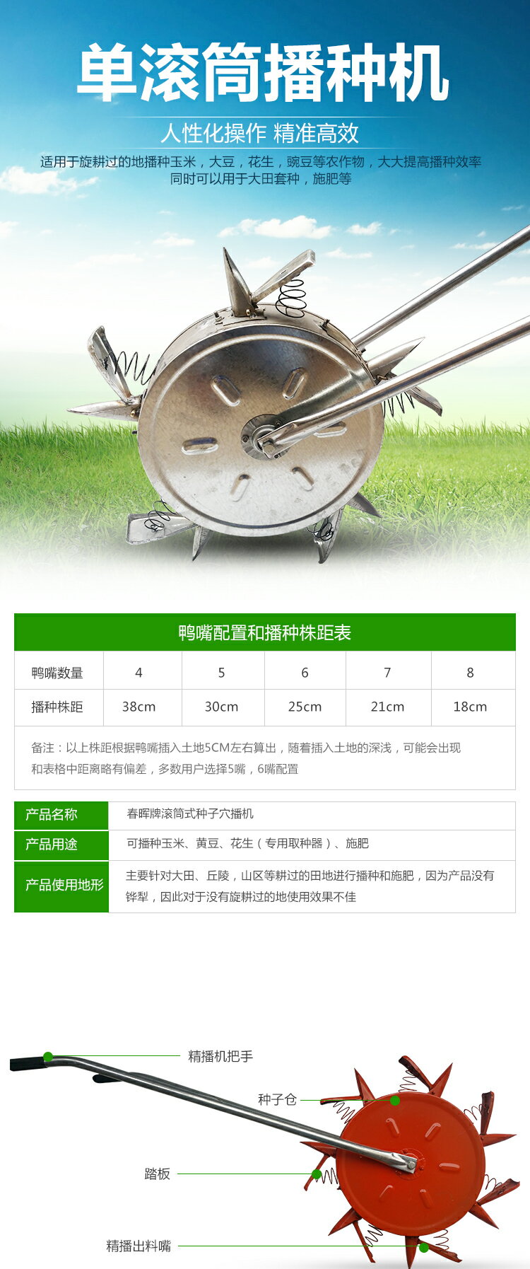 新款多功能手推式玉米黃豆花生播種機精播機施肥器滾輪種玉米神器 4