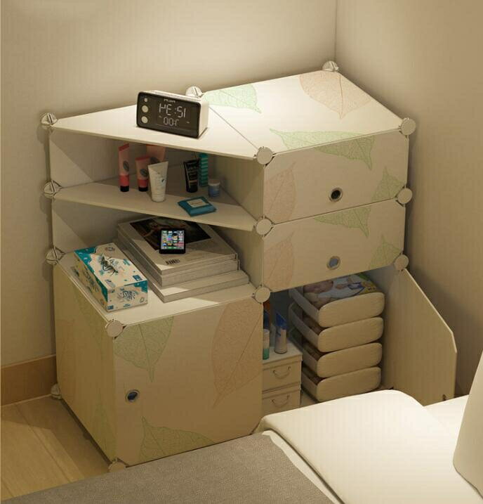 床頭櫃 簡易塑料床頭櫃北歐ins風組裝簡約現代小儲物收納櫃子臥室置物架