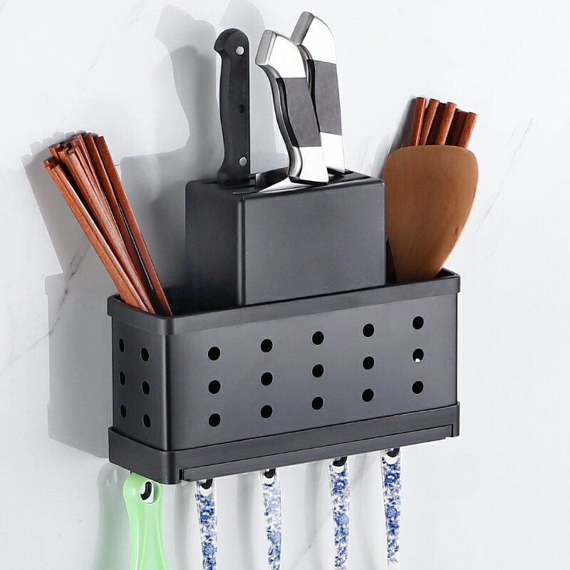 壁掛式不銹鋼刀架菜刀廚房用品多功能置物架筷子筒刀具一體收納架