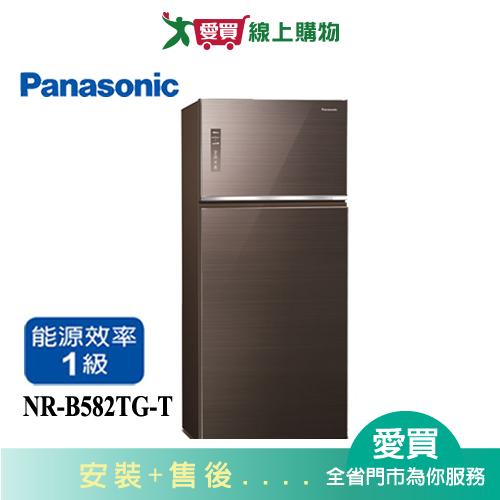 Panasonic國際580L雙門玻璃冰箱(曜石棕)NR-B582TG-T含配送+安裝【愛買】