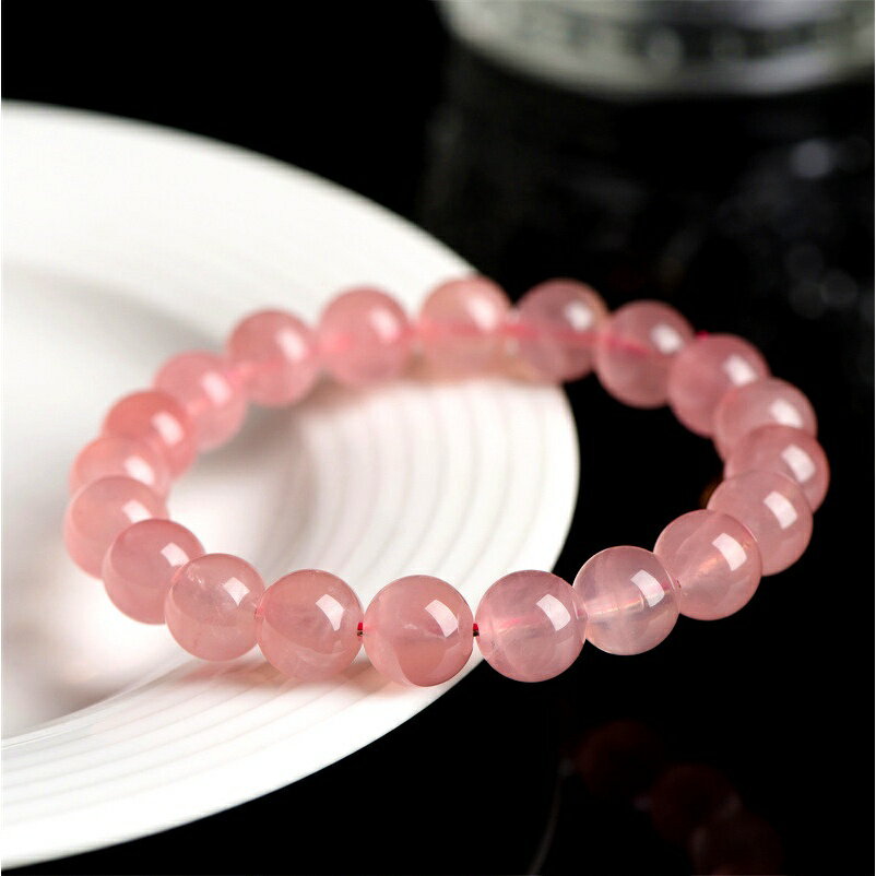 ISONA 7A級圓珠順髮絲天然馬粉水晶手鏈粉水晶手串珠水晶串珠水晶手鍊 1