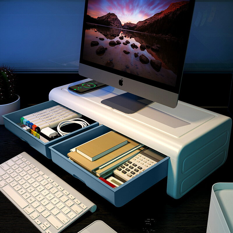 護頸電腦顯示器增高架辦公桌麵收納筆記本底座支架桌上鍵盤置物架