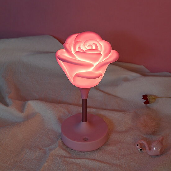 ●MY COLOR●玫瑰花小夜燈 矽膠燈 LED 臥室 浪漫氛圍 節能檯燈 創意 USB充電款 居家 安全 交換禮物 禮品 生日送禮 戶外 韓國【M70】