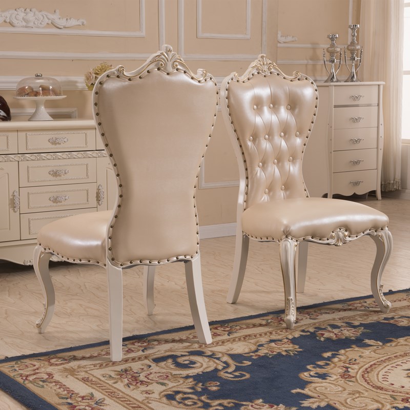 歐式餐椅簡約實木靠背白色美甲凳子麻將餐廳酒店家用椅子