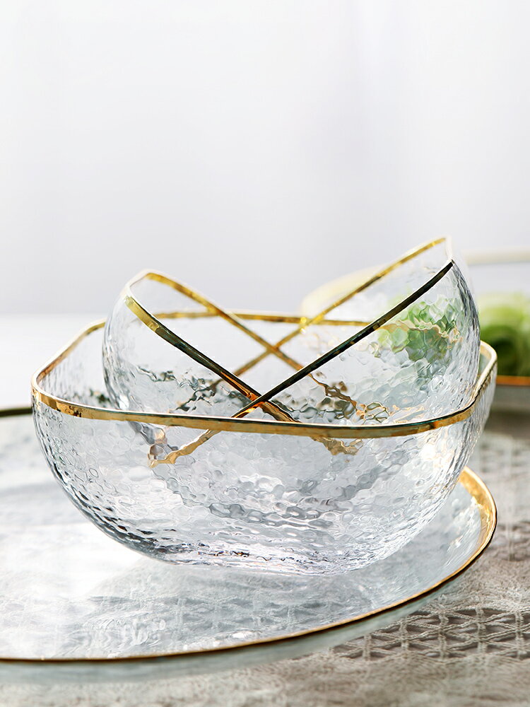 透明玻璃沙拉碗餐具創意家用耐熱湯碗盤可愛日式單個大號燕窩甜品