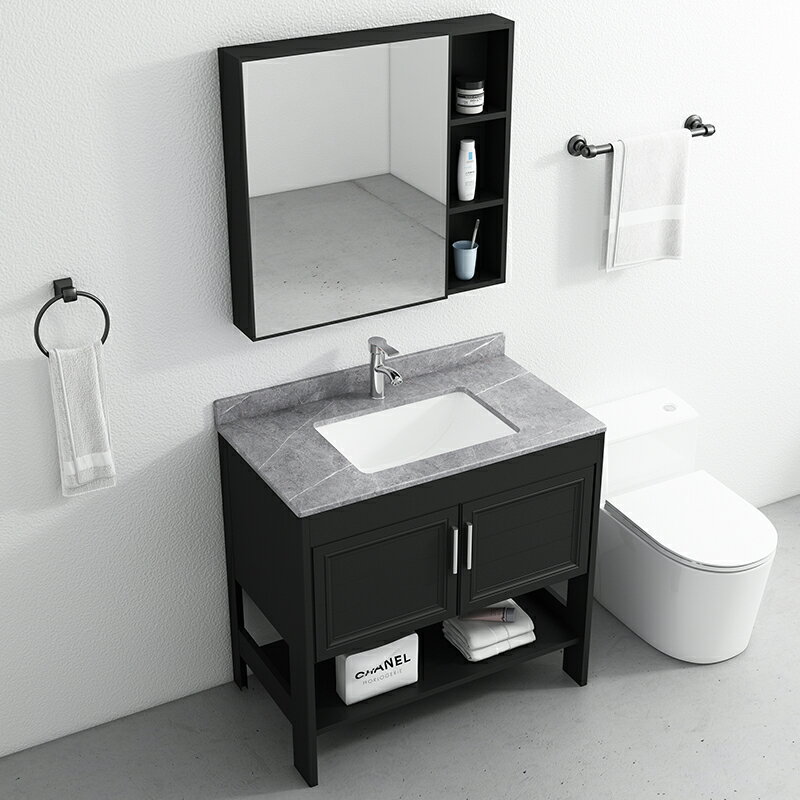 太空鋁合金落地式浴室柜組合全鋁洗手洗臉盆柜組合現代簡約小戶型