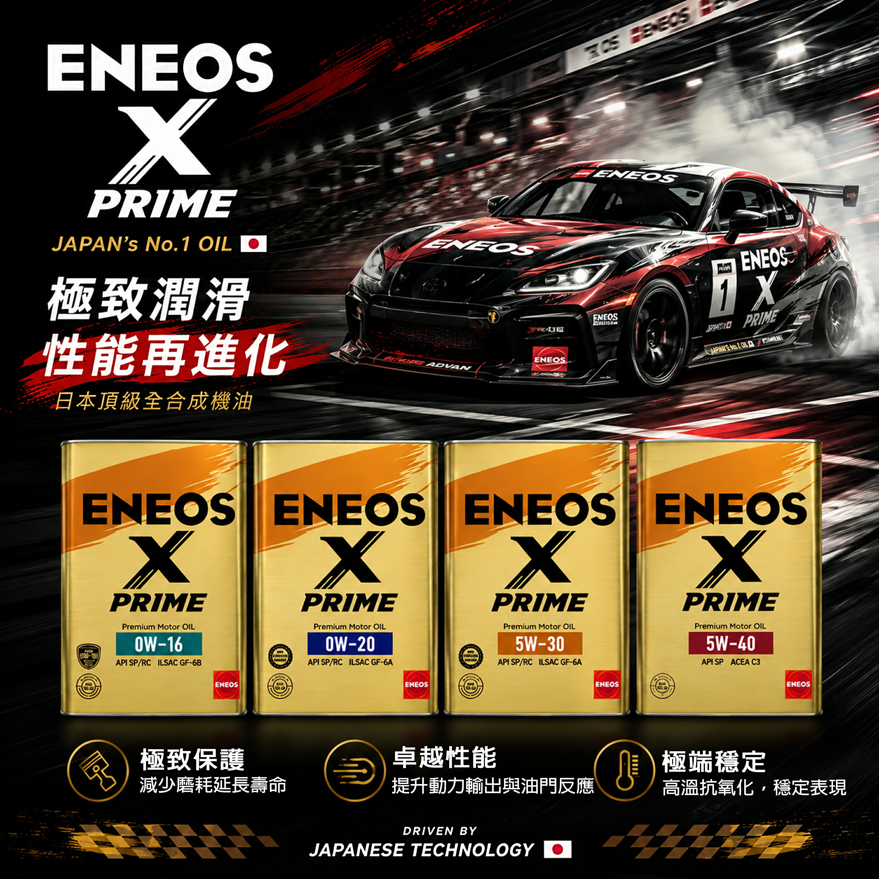 ENEOS X PRIME 頂級全合成機油 4L 日本製 5W40 0W20 5W30 0W16 最新GF6認證