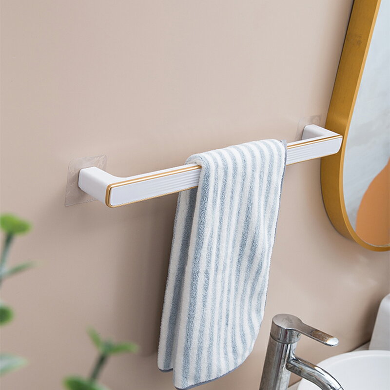 毛巾架 免打孔 衛生間 浴室 掛架浴巾架 子簡約 壁掛式 單桿 吸盤 置物掛桿