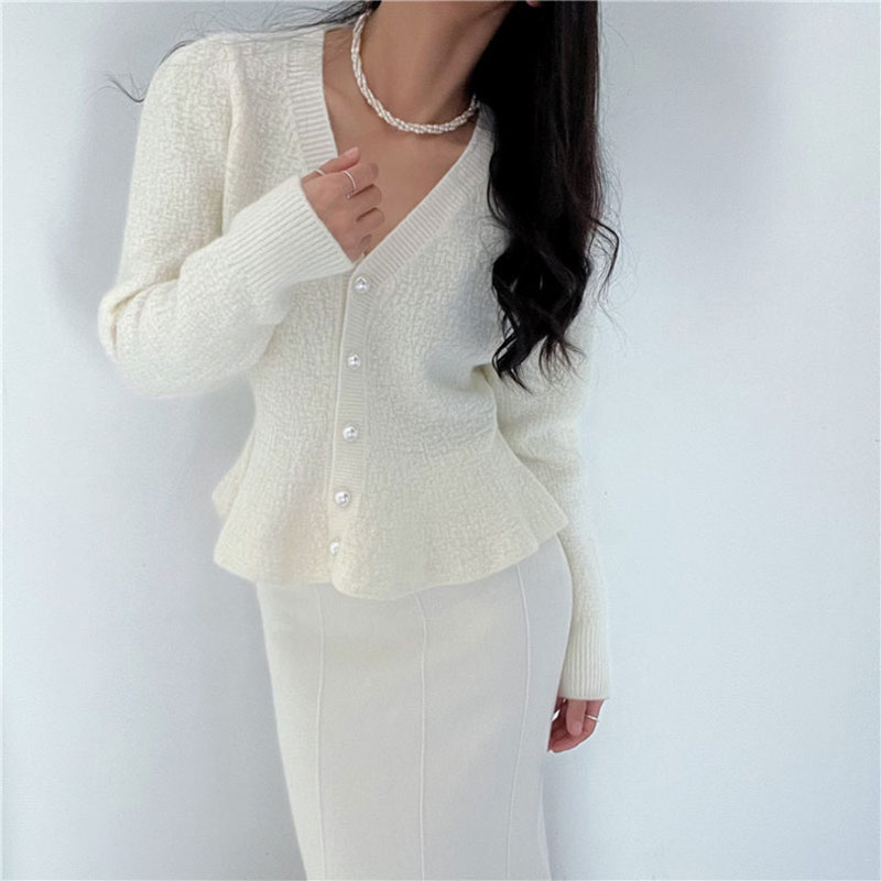 ANNAS 特價顯身材 正韓金蔥珍珠釦傘擺上衣 公主袖V領腰身顯瘦 紅色粗花呢小香風外套 性感氣質 過年新年婚宴 韓國金蔥上衣 1