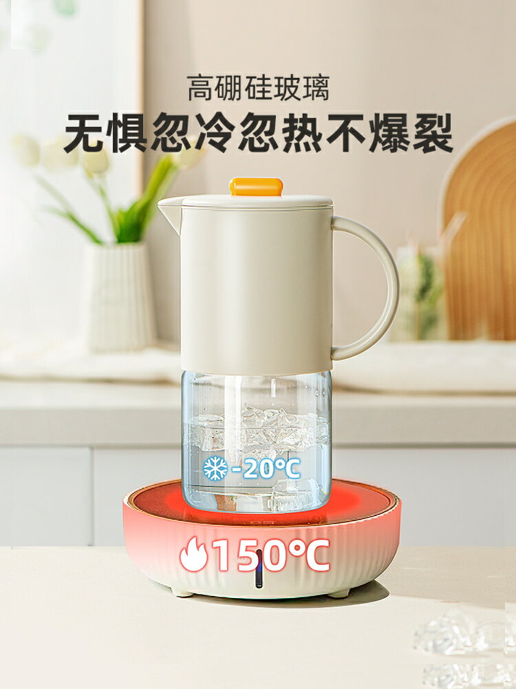 sowe自動開合冷水壺家用大容量防塵耐高溫玻璃泡茶開水涼水杯水壺【淘夢屋】