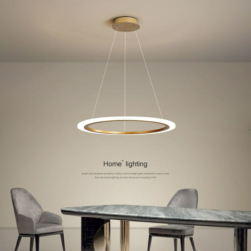led圓圈吊燈餐廳燈現代創意圓形北歐設計師工作室書房辦公臥室燈