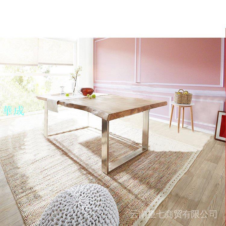 特惠#北歐服裝店展示桌包包鞋架花店工作桌流水臺實木長方形中島長條桌 EzDx