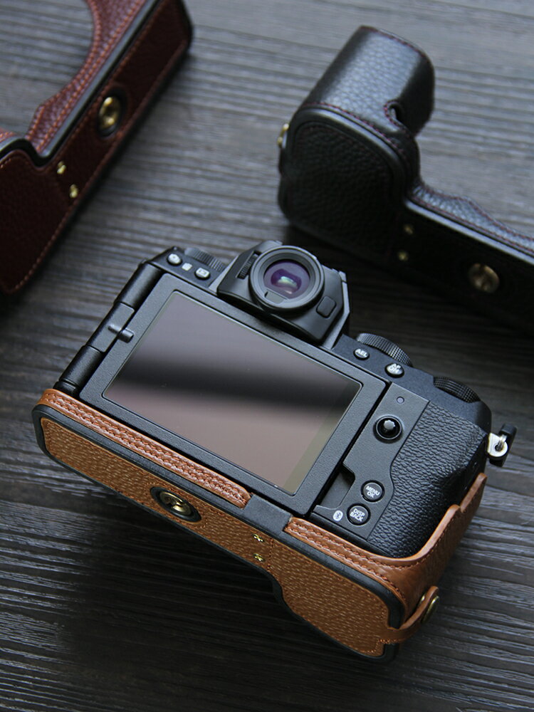 適用富士xs20相機包復古皮套X-S20保護套 真皮底座半套PU皮革配件