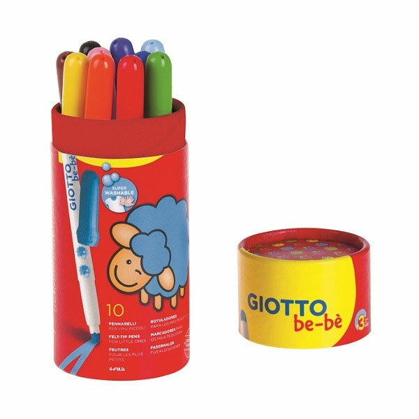 【義大利 GIOTTO】可洗式寶寶彩色筆10色(筆筒裝)