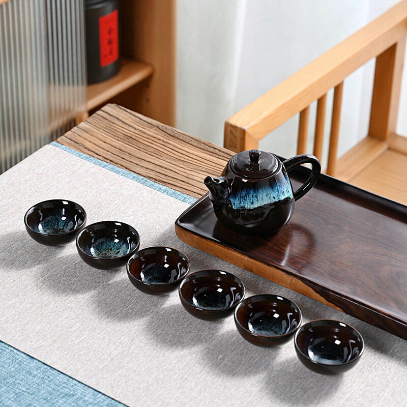 一壺六杯功夫茶具現代簡約陶瓷泡茶壺小套裝蓋碗家用茶杯茶道配件
