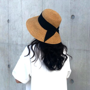 日本設計款亦菲出游草帽女夏天可折疊大沿遮陽帽防紫外線遮臉涼帽1入