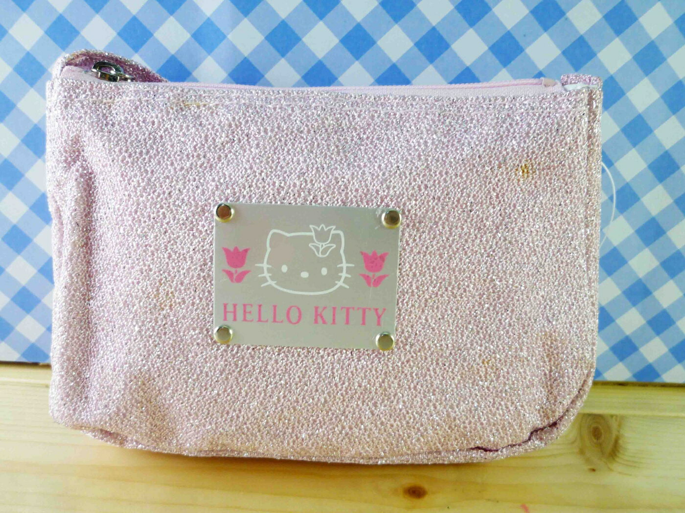 【震撼精品百貨】Hello Kitty 凱蒂貓 化妝包/筆袋-扁平化妝包-亮片 震撼日式精品百貨