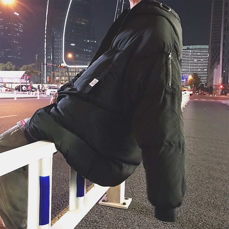 FINDSENSE G6 韓國時尚 冬季男士連帽中長款保暖棉衣麵包服防寒外套