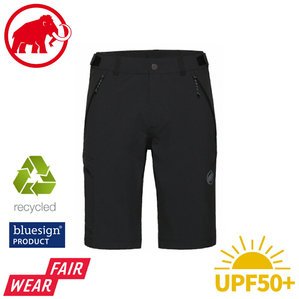 【MAMMUT 長毛象 男 Runbold IV Shorts 四向彈性健行短褲《黑》】1023-01190/透氣快乾/防曬