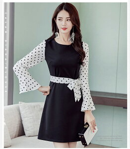 【新品上市】🖤韓國新款大尺碼優雅氣質長袖連身裙／春夏新款連身裙／Ｓ～ＸＸＬ🖤