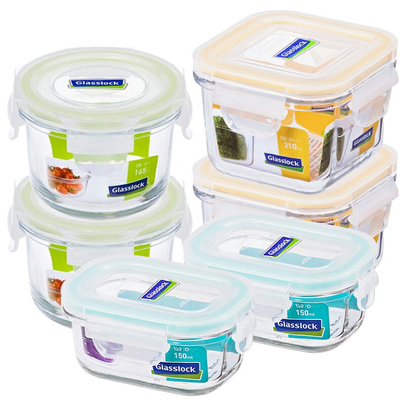 強化玻璃微波保鮮盒寶寶專屬6件組副食品保存盒Glasslock-大廚師百貨