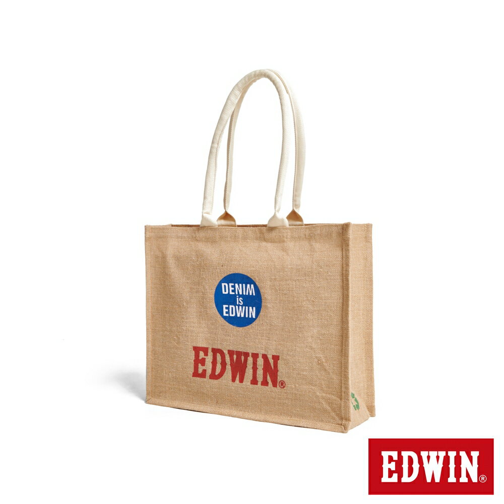 EDWIN 亞麻購物袋-特大 土黃色